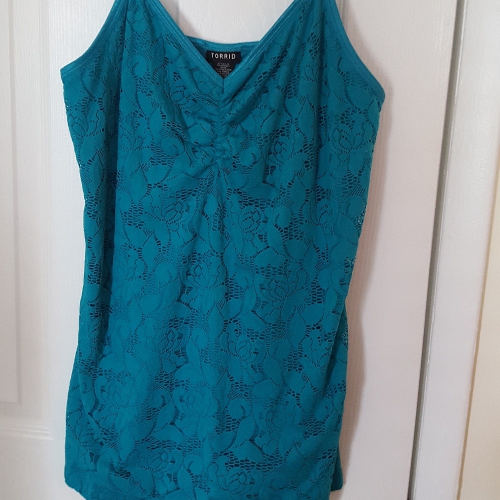 Torrid Size 2 teal lace camisole